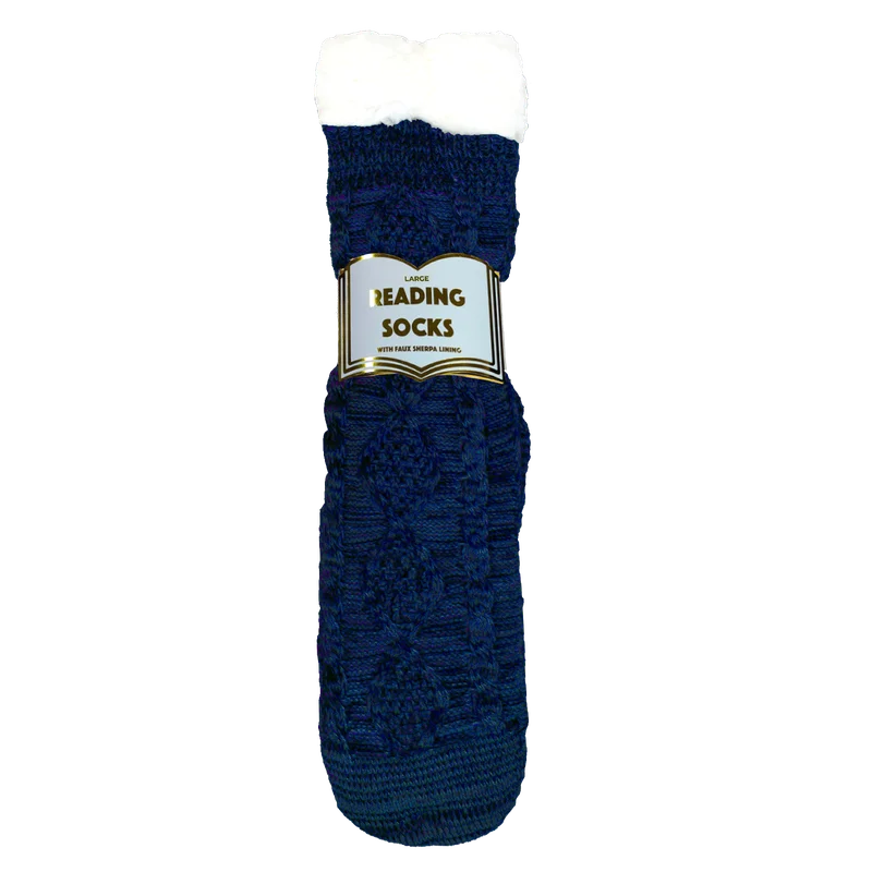 Reading Socks - Navy Cable Knot (Large)