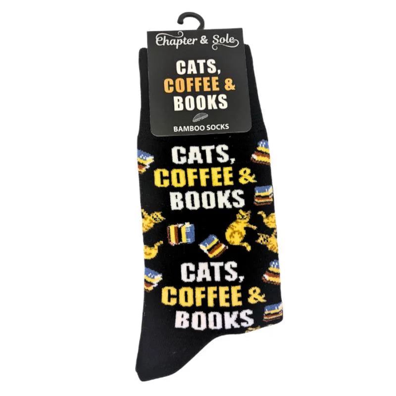 Chapter & Sole Socks - Cats, Coffee and Books
