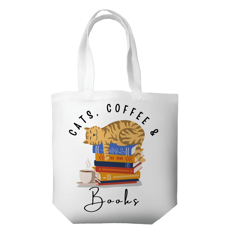 Tote Bag - Cats, Coffee & Books
